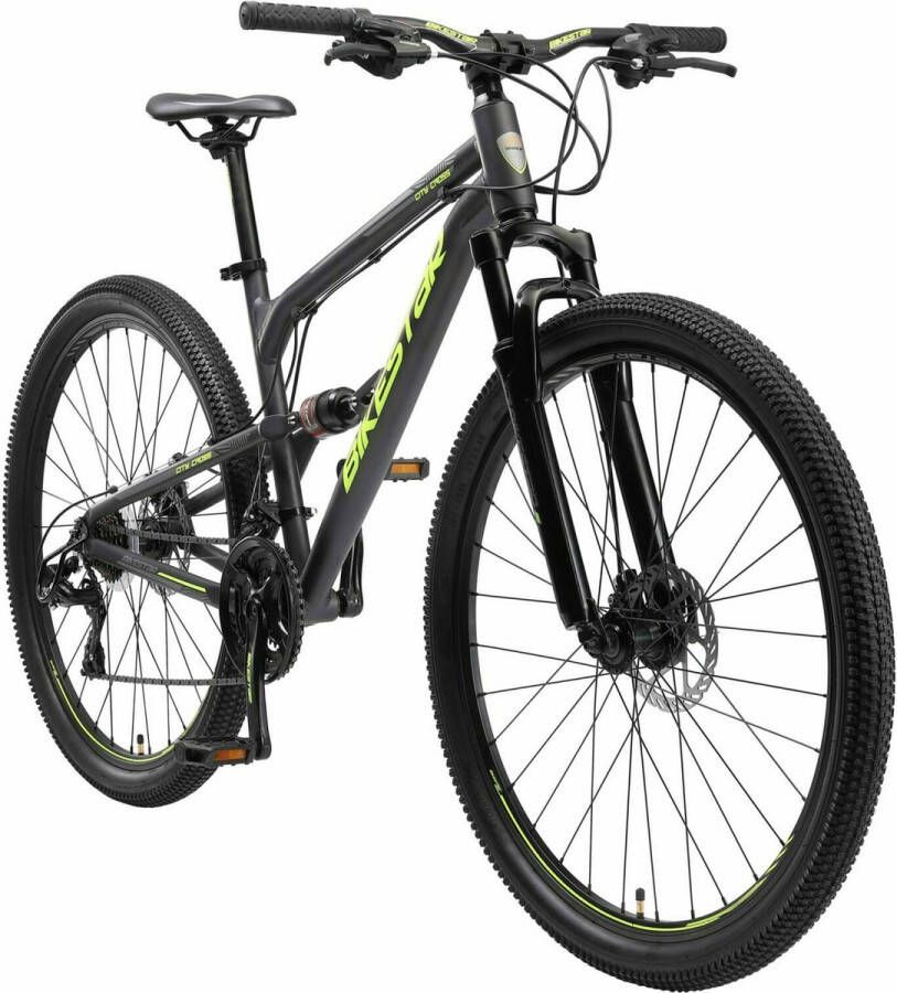 Bikestar Fully MTB Alu 29 Inch 21 Speed zwart groen