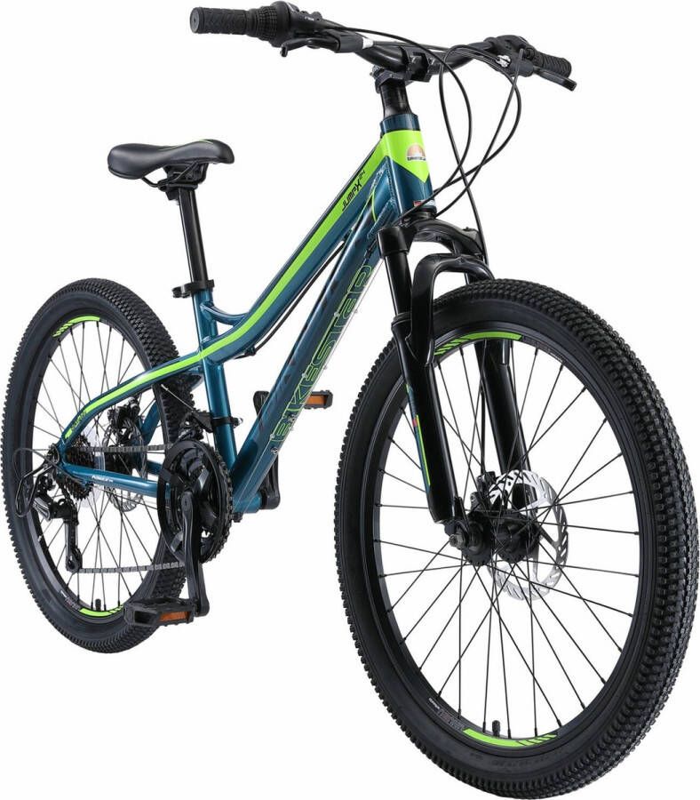 Bikestar 24 inch hardtail MTB 21 speed blauw groen - Foto 1