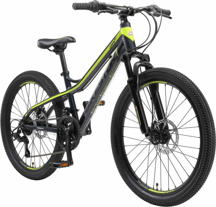 Bikestar 24 inch hardtail MTB 21 speed zwart groen