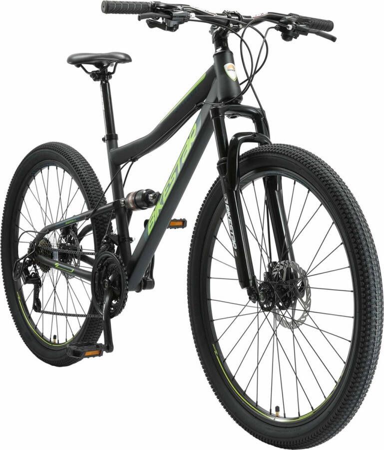 Bikestar Fully MTB Staal Medium 27.5 Inch 21 Speed Zwart groen