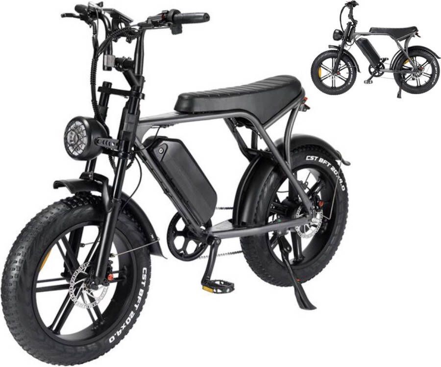 Comfort Inz V8 5.0- Fatbike Elektrische Fiets E Bike Hydraulische Rem Model 15 Ah Accu 250W Donker Grijs