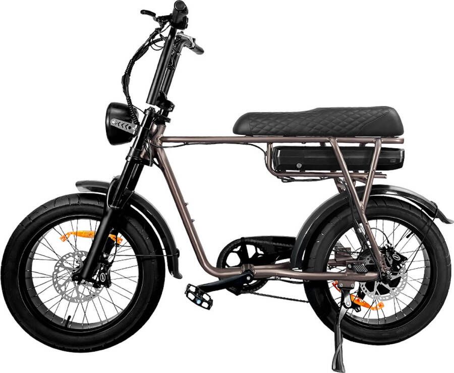 Fattire EB2 Fatbike E-bike 250Watt motorvermogen topsnelheid 25 km u 20X4.0” Banden 7 Versnellingen met alarm Bruin