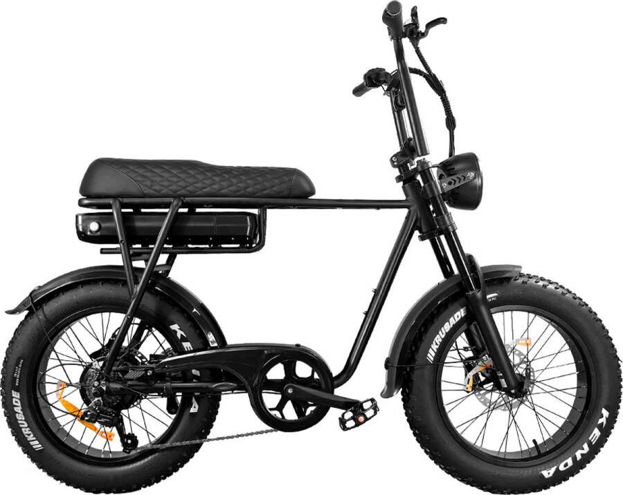 Fattire EB2 Fatbike E-bike 250Watt motorvermogen topsnelheid 25 km u 20X4.0” Banden 7 Versnellingen met alarm zwart