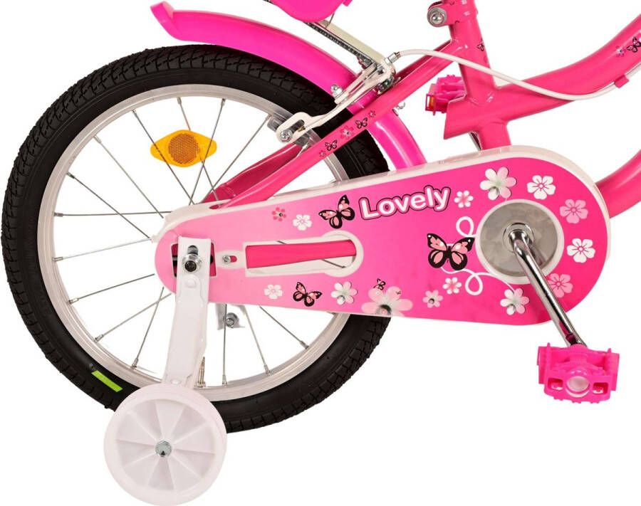 Volare Lovely Kinderfiets Meisjes 16 inch Roze Wit Twee Handremmen